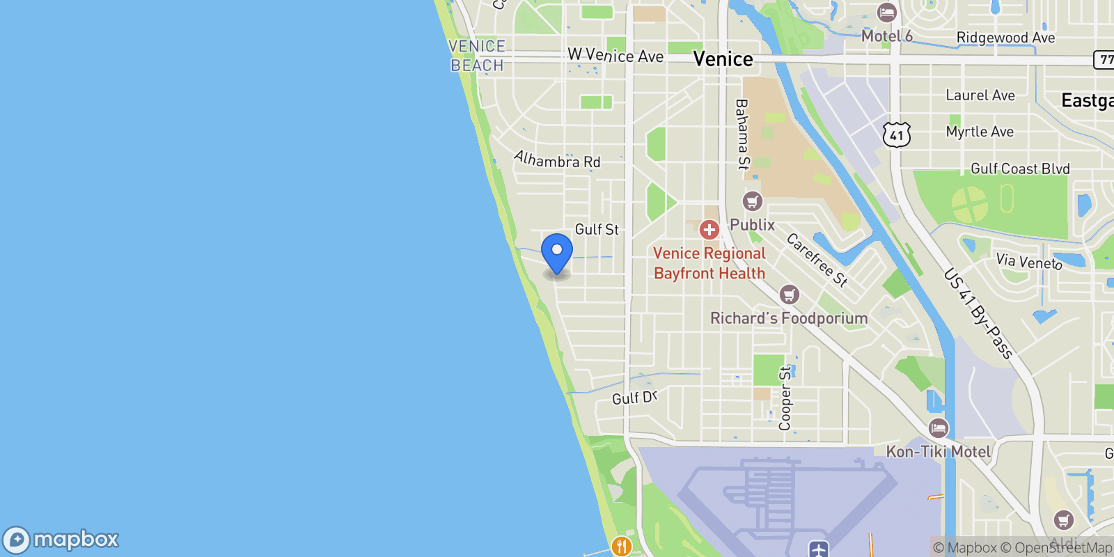 Map showing 703 & 705 Golden Beach Boulevard, Venice, FL 34285, Venice, Florida, United States.