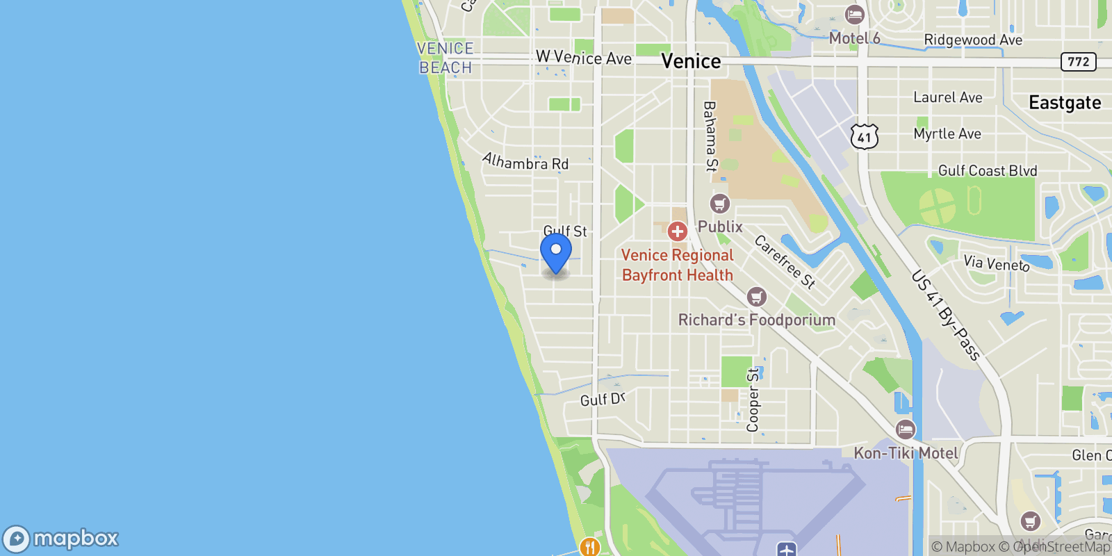 Map showing 431 VILLAS DRIVE, VENICE, FL 34285, Venice, Florida, United States.