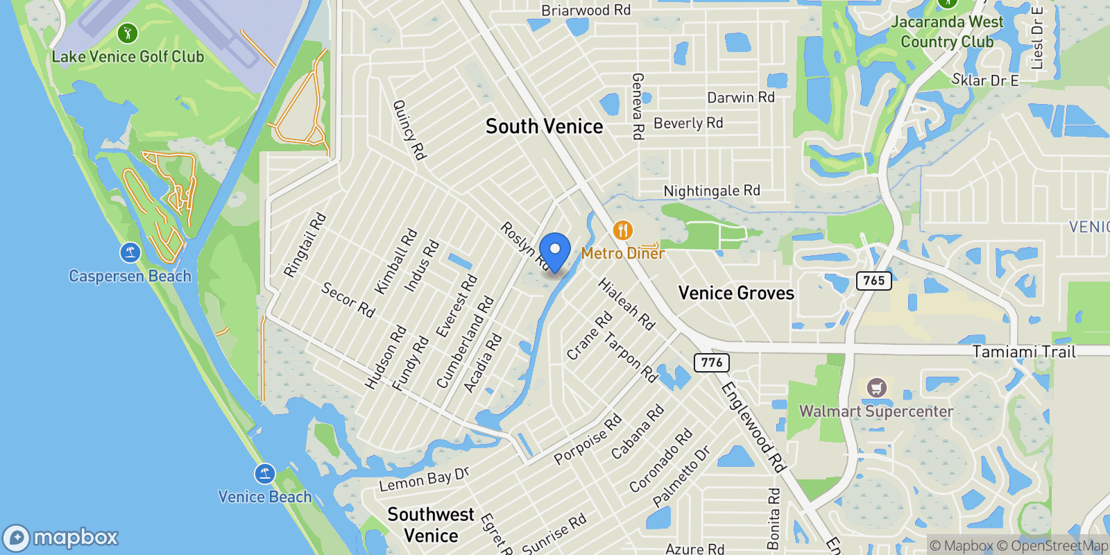 Map showing 3674 ROSLYN ROAD, VENICE, FL 34293, Venice, Florida, United States.