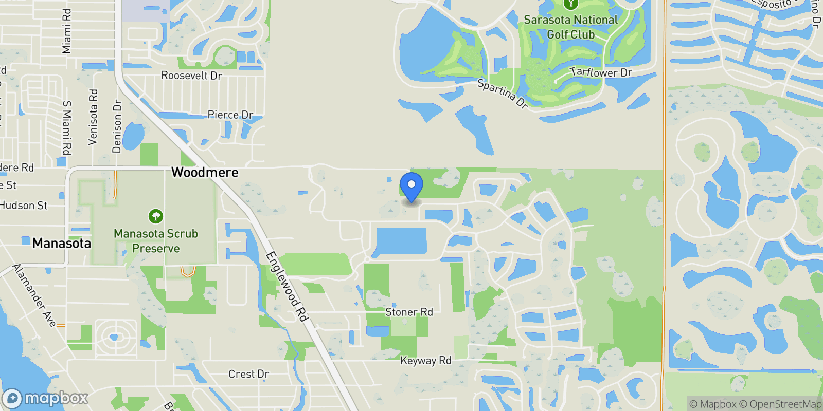 Map showing E Manasota Beach Road, Englewood, FL 34223, Englewood, Florida, United States.