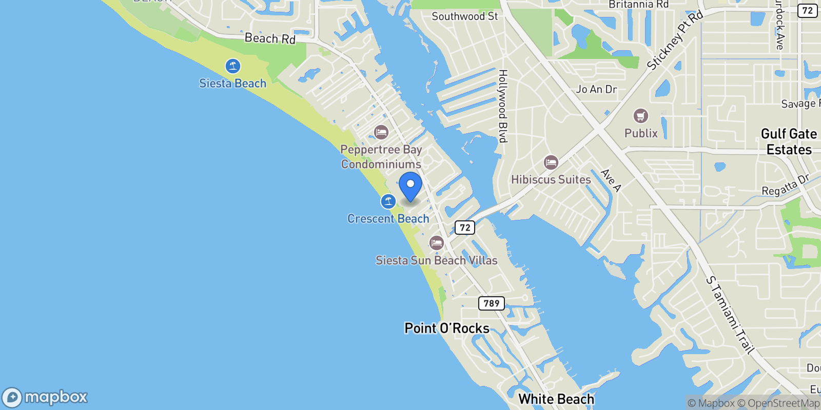 Map showing 6300 Midnight Pass Road , 809, Sarasota, FL 34242, Siesta Key, Florida, United States.
