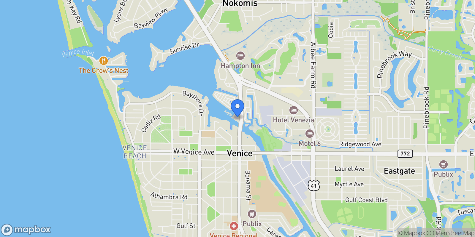 Map showing 501 TAMIAMI TRAIL N #502, VENICE, FL 34285, Venice, Florida, United States.
