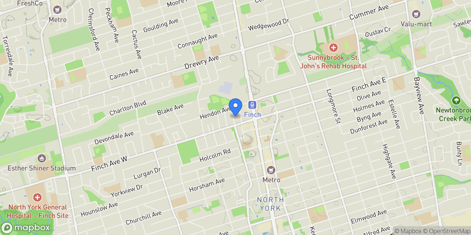 Map showing 15 Greenview Avenue PH14, Toronto, Ontario, Canada.