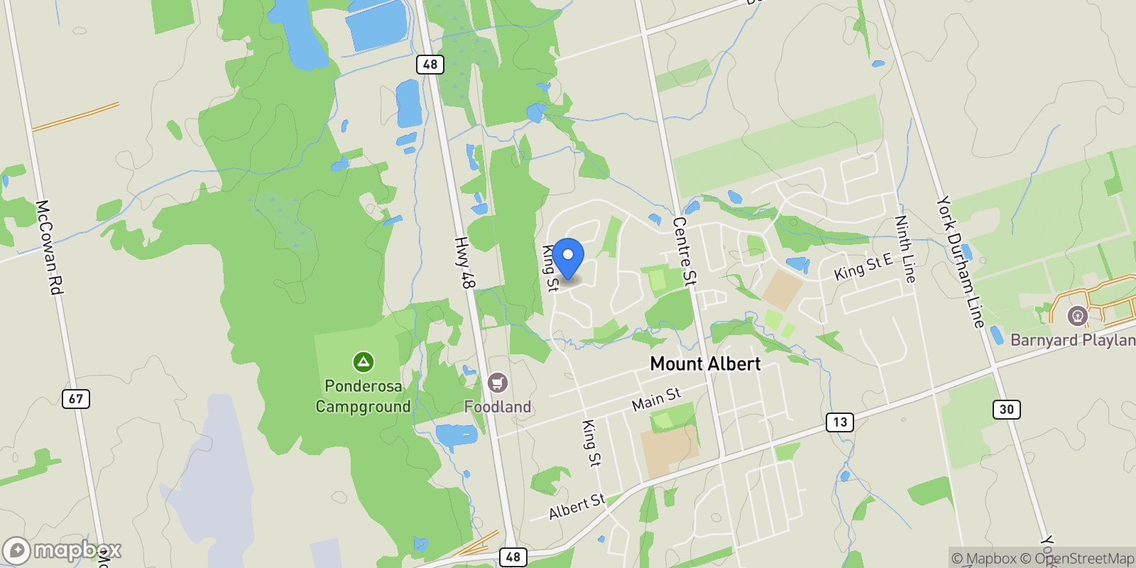 Map showing 6 Kingsgate Crescent, East Gwillimbury, Ontario, Canada.
