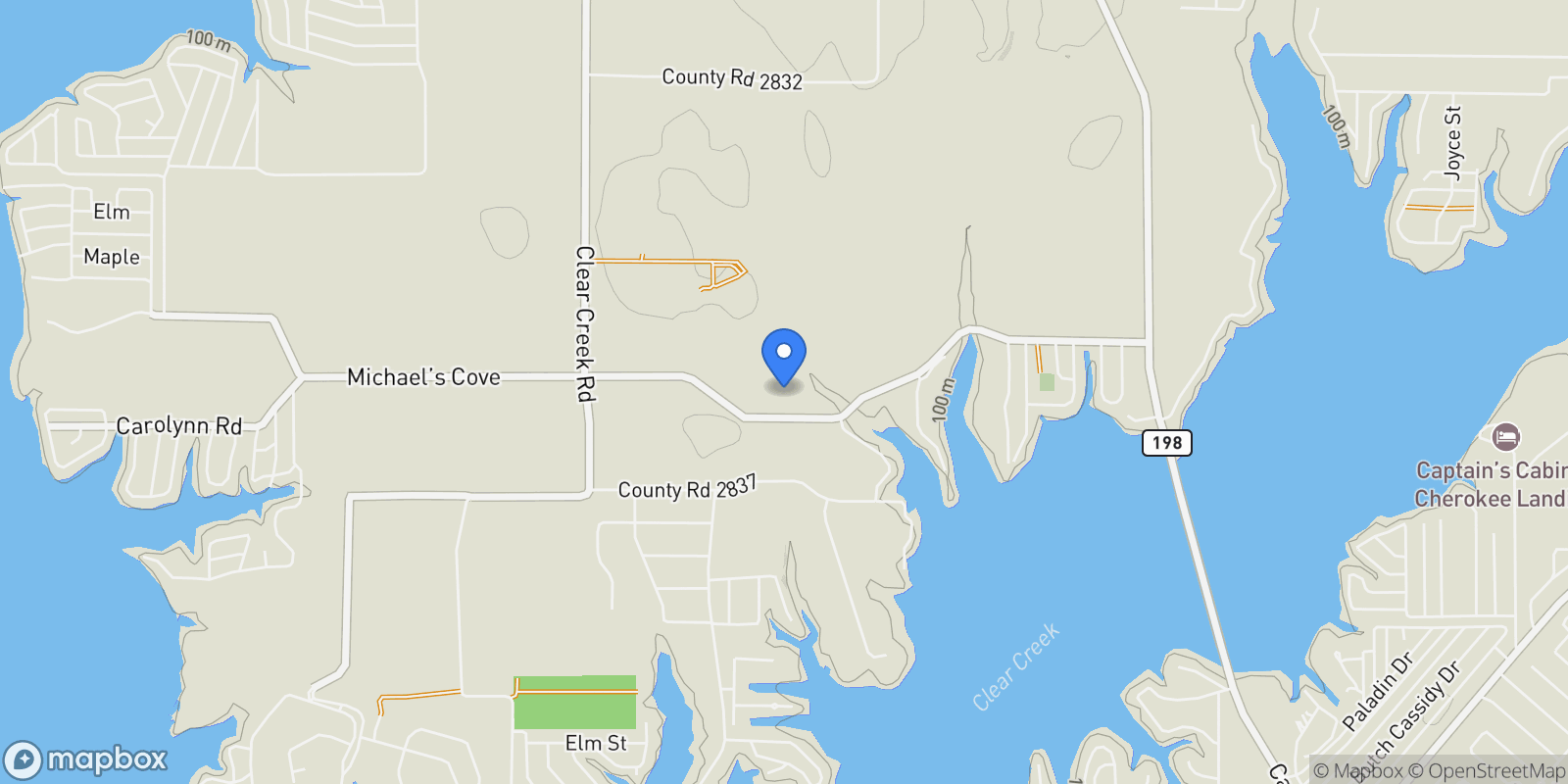 Map showing 16300 County Road 2830, Mabank, TX 75156, Gun Barrel City, Texas, United States.
