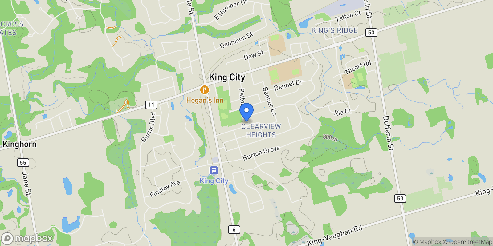 Map showing 178 Patton Street, King City, Ontario, Canada.