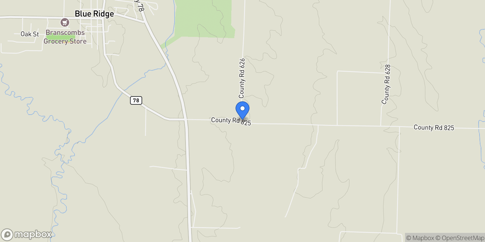 Map showing 0000 Cr-626, Blue Ridge, TX 75424, Blue Ridge, Texas, United States.