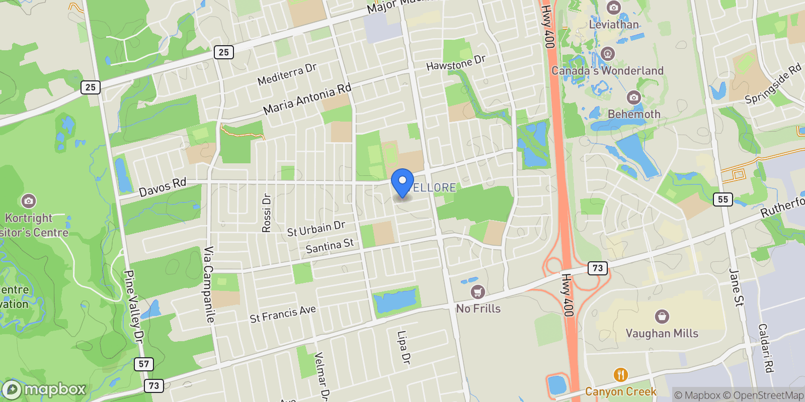 Map showing 2 Fiorentina Avenue, Vaughan, Ontario, Canada.