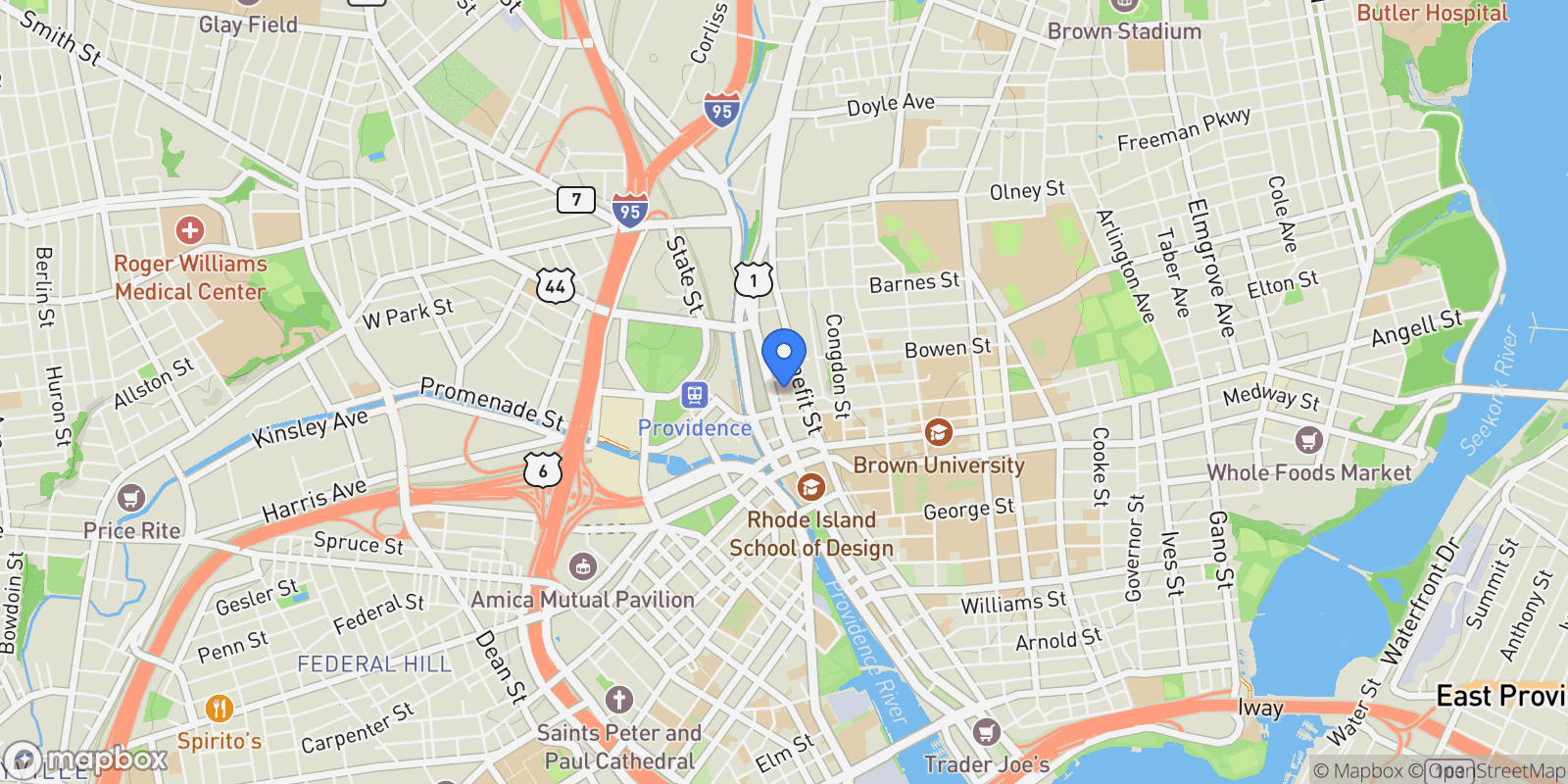 Map showing 40 North Court Street , Providence, RI 02903, Providence, Rhode Island, United States.