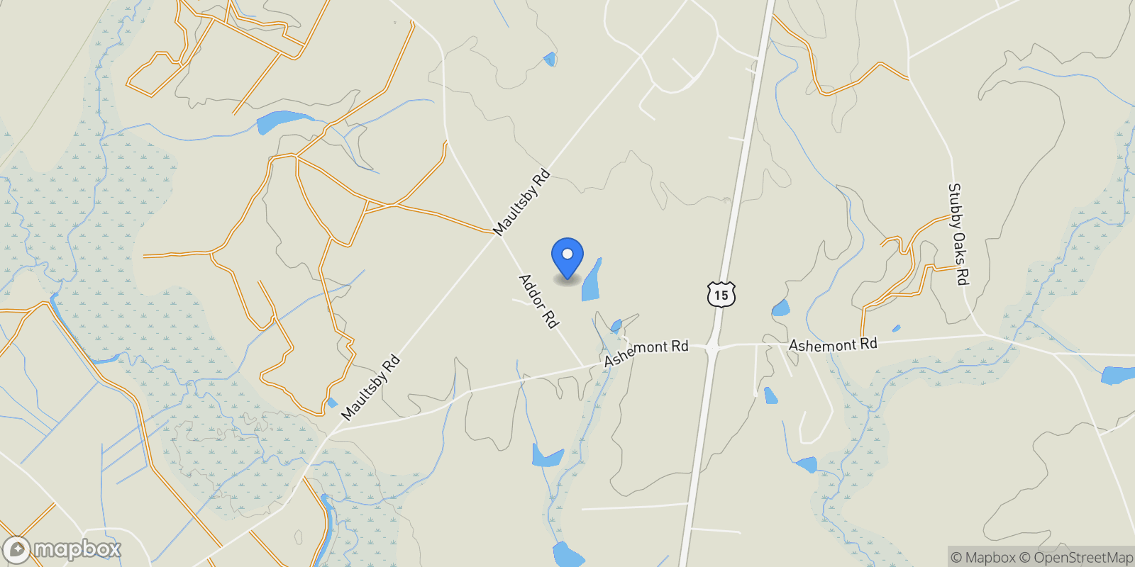 Map showing 450 Addor Road, Aberdeen, NC 28315, Aberdeen, North Carolina, United States.