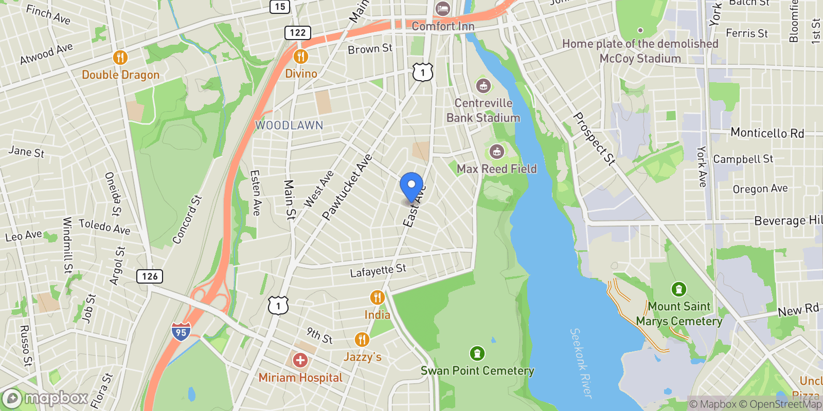 Map showing 603 East Avenue , Pawtucket, RI 02860, Pawtucket, Rhode Island, United States.
