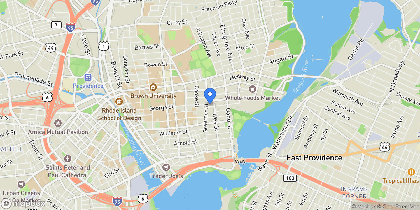 Map showing 20 East George Street , Providence, RI 02906, Providence, Rhode Island, United States.