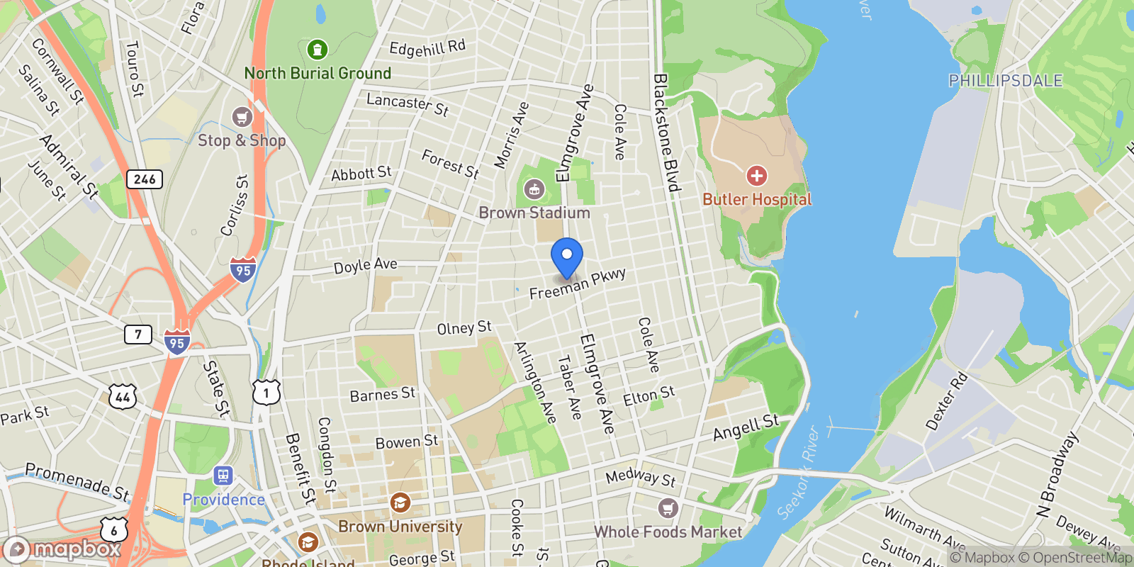 Map showing 140 Freeman Parkway , Providence, RI 02906, Providence, Rhode Island, United States.