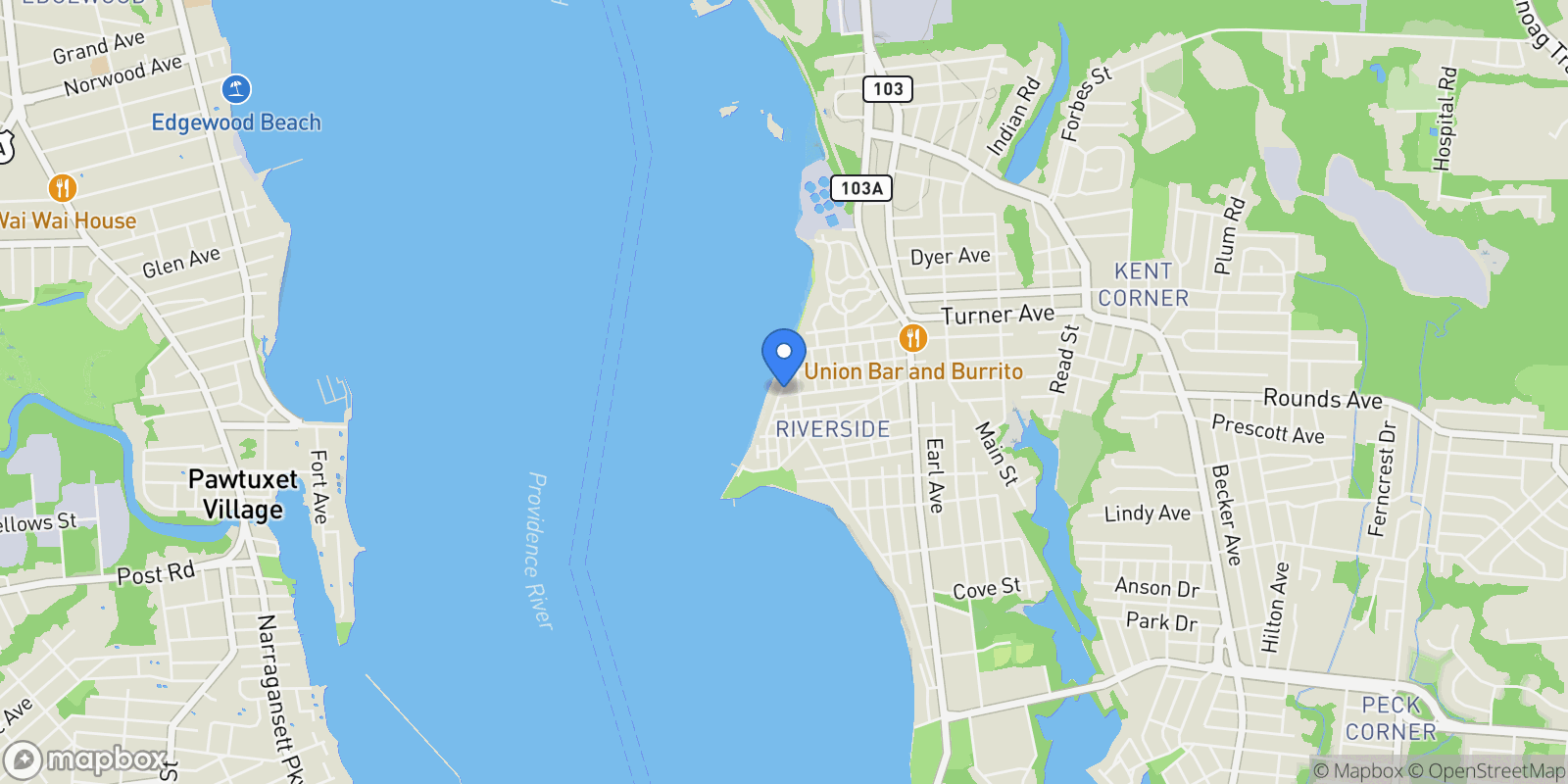 Map showing 129 Cedar Avenue , East Providence, RI 02915, East Providence, Rhode Island, United States.