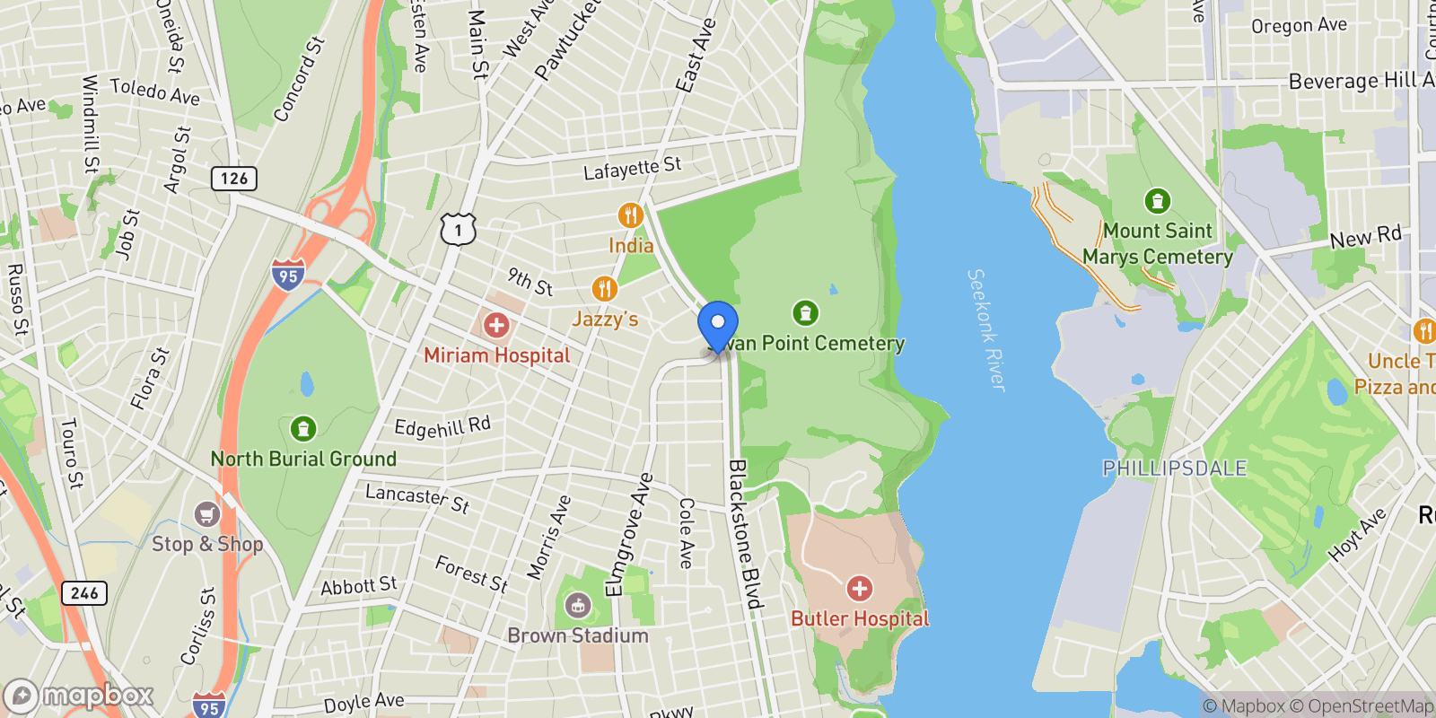 Map showing 540 Blackstone Boulevard , Providence, RI 02906, Providence, Rhode Island, United States.