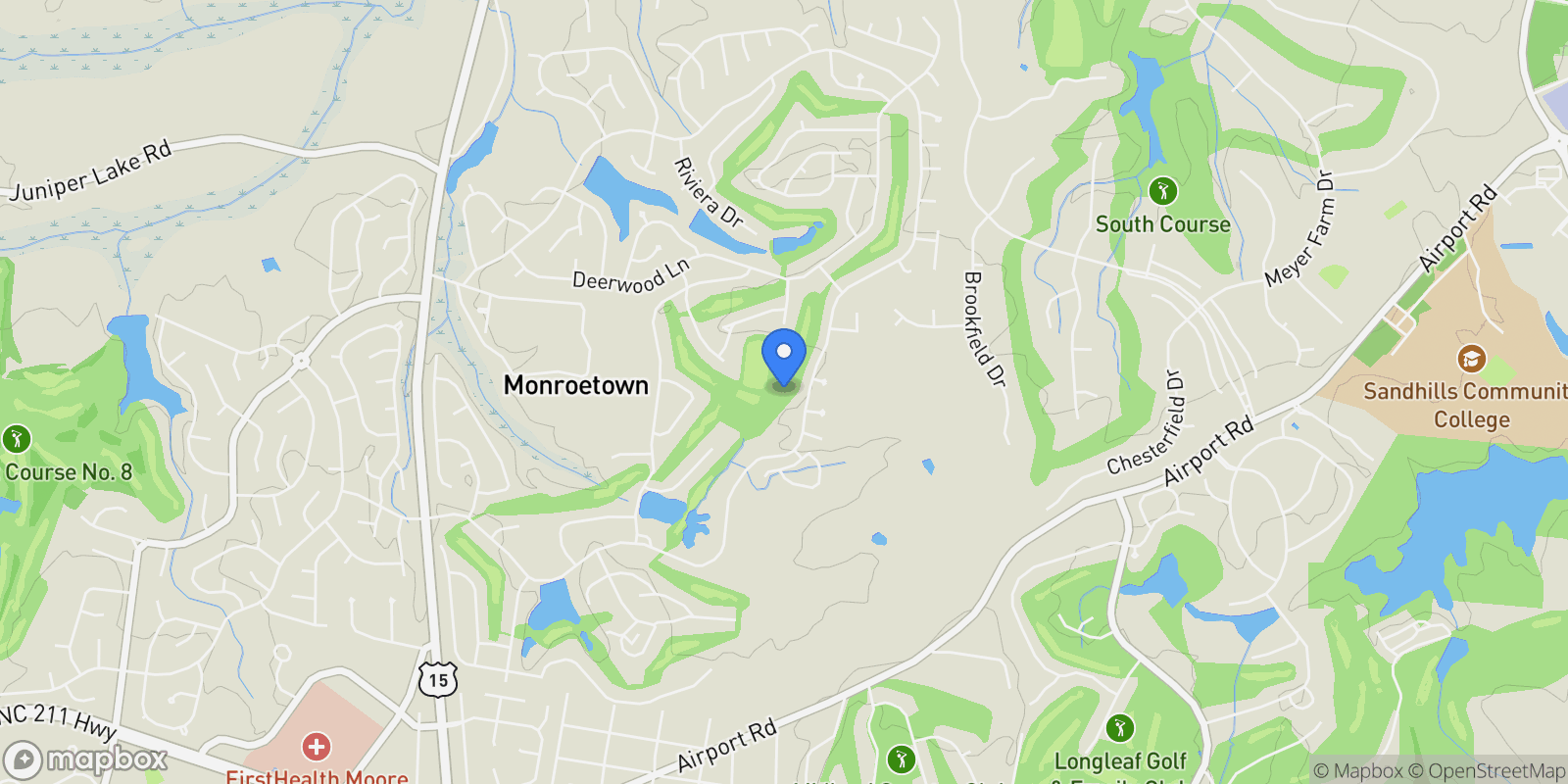 Map showing 28 Beasley Drive, Pinehurst, NC 28374, Pinehurst, North Carolina, United States.