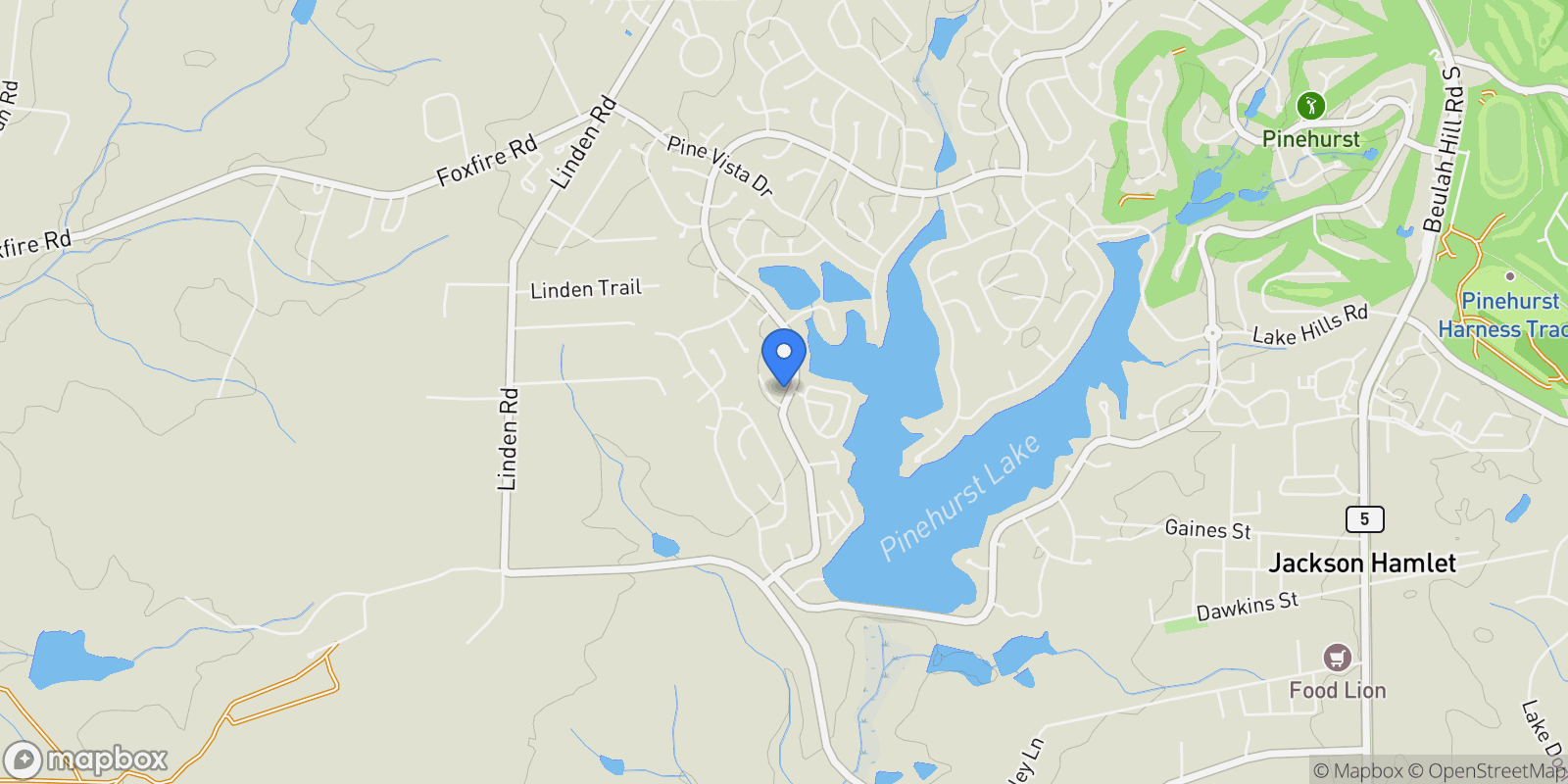 Map showing 1165 Burning Tree Road, Pinehurst, NC 28374, Pinehurst, North Carolina, United States.