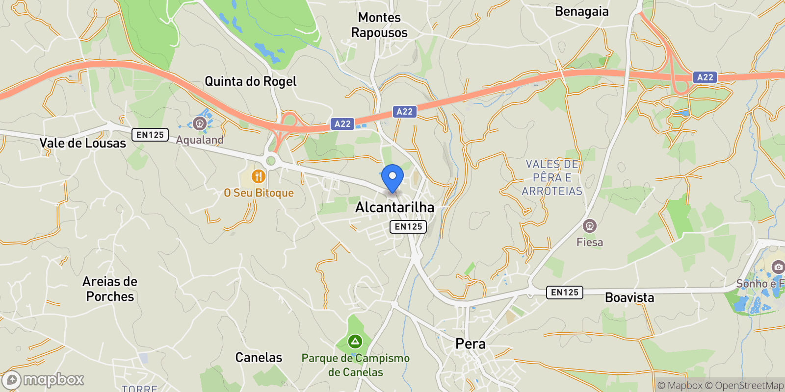 Map showing Alcantarilha, Algarve, Portugal.