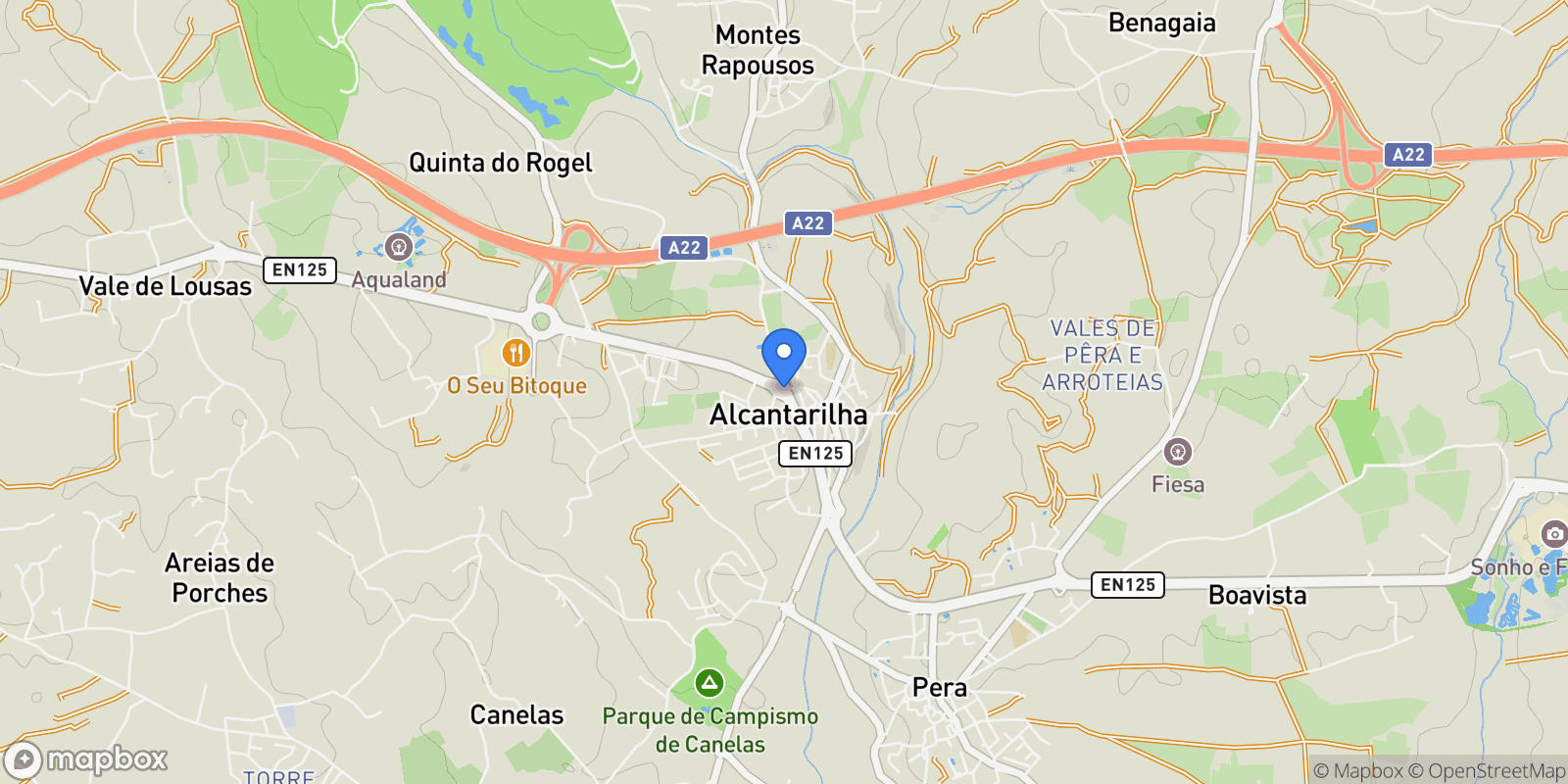 Map showing Alcantarilha, Algarve, Portugal.