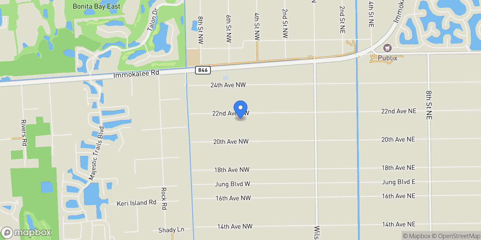 Map showing 530 22nd Avenue NW, Naples, FL 34120, Naples, Florida, United States.