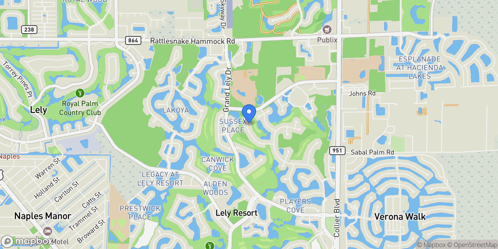 Map showing 7440 Byrons Way, Naples, FL 34113, Naples, Florida, United States.
