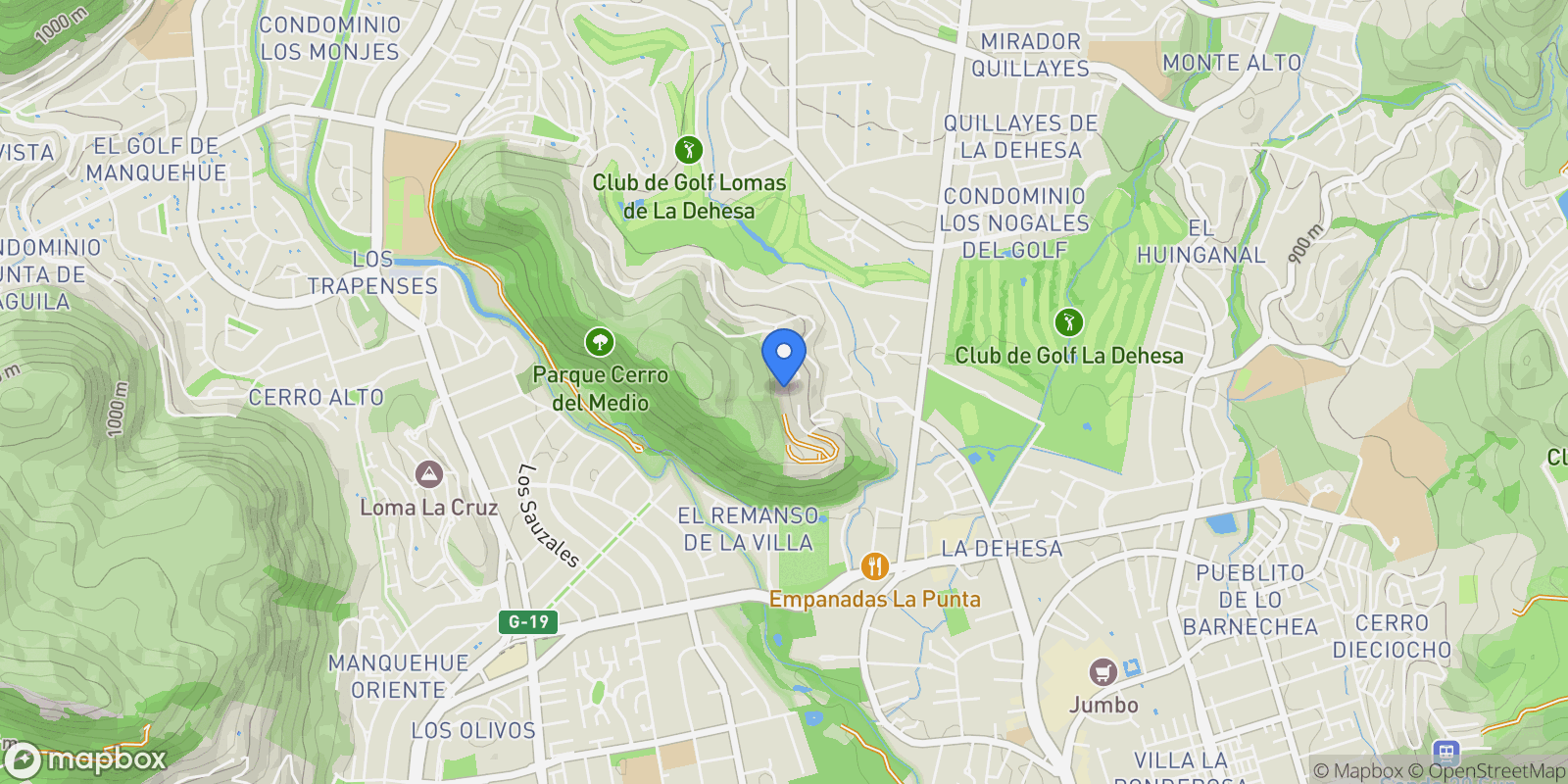 Map showing Cerro El Cepo, Lo Barnechea, Lo Barnechea, Santiago Metropolitan Region, Chile.
