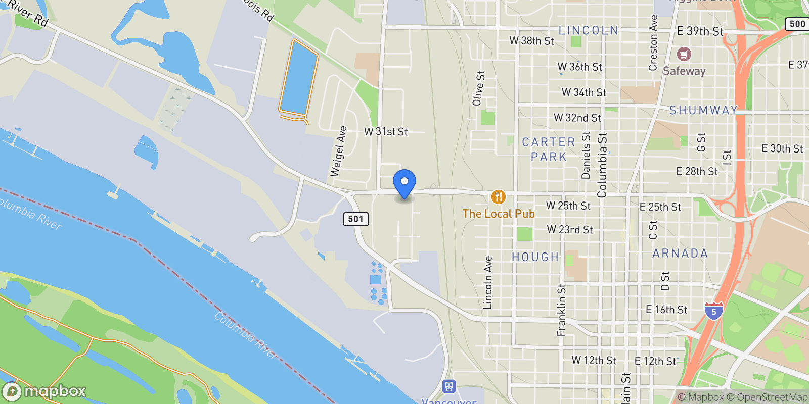 Map showing 2407 Thompson Ave, Vancouver, WA 98660, Vancouver, Washington, United States.