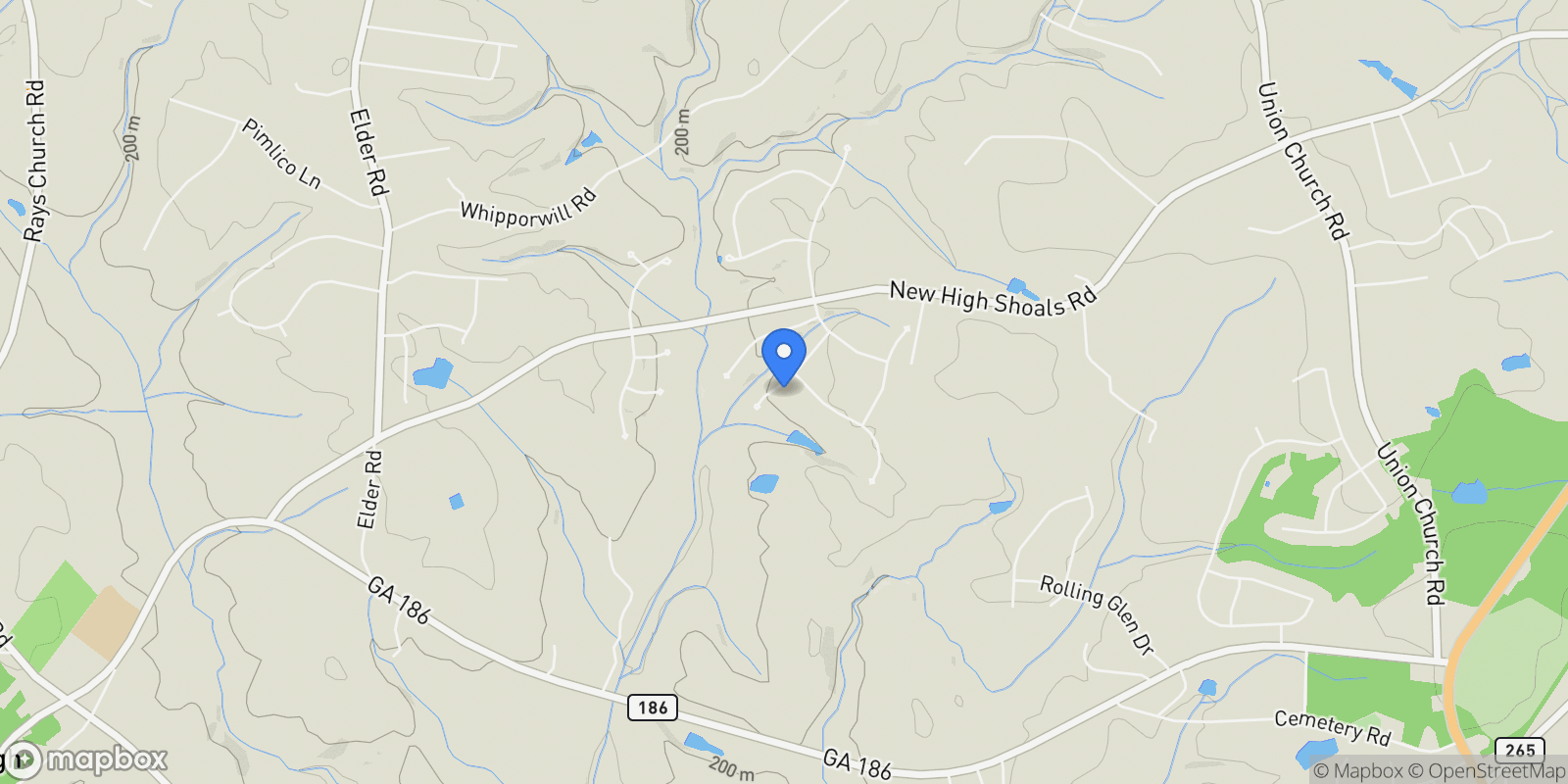 Map showing Bishop, Georgia, United States.
