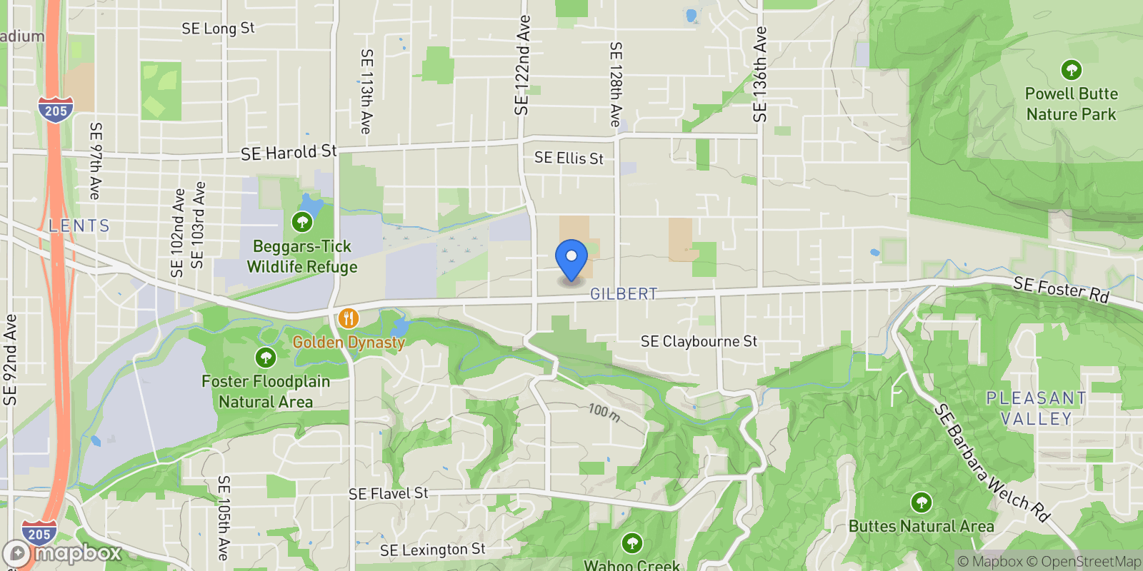 Map showing 12429 SE FOSTER RD, Portland, OR 97236, Portland, Oregon, United States.