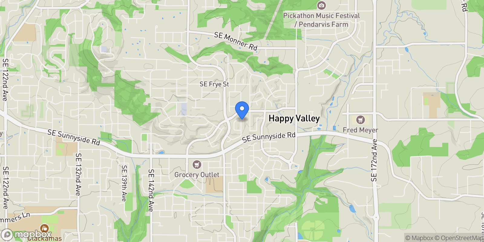 Map showing 12818 SE Meadehill Ave, HappyValley, OR 97086, Happy Valley, Oregon, United States.