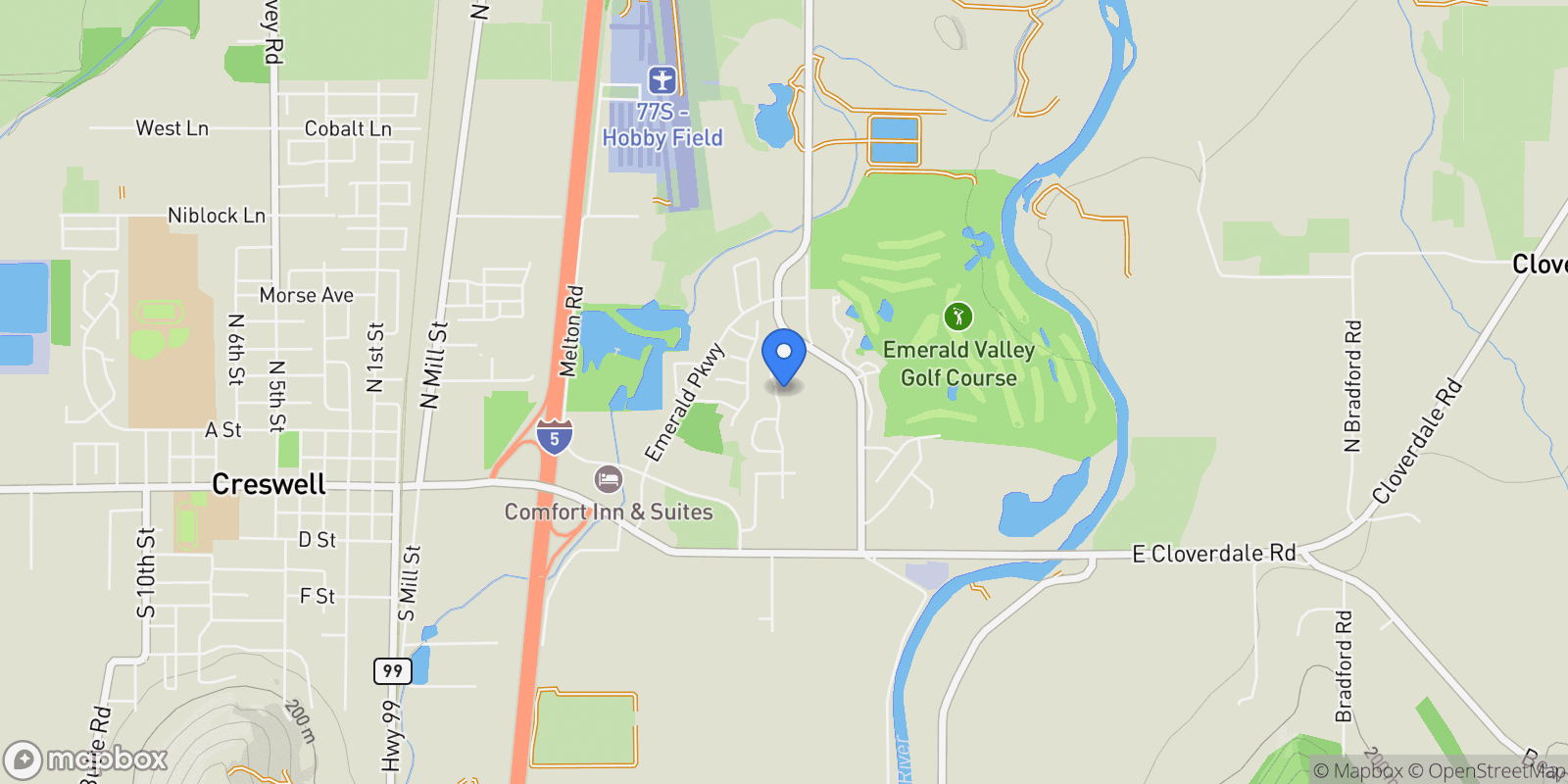Map showing 296 SUNDAY DR, Creswell, OR 97426, Creswell, Oregon, United States.