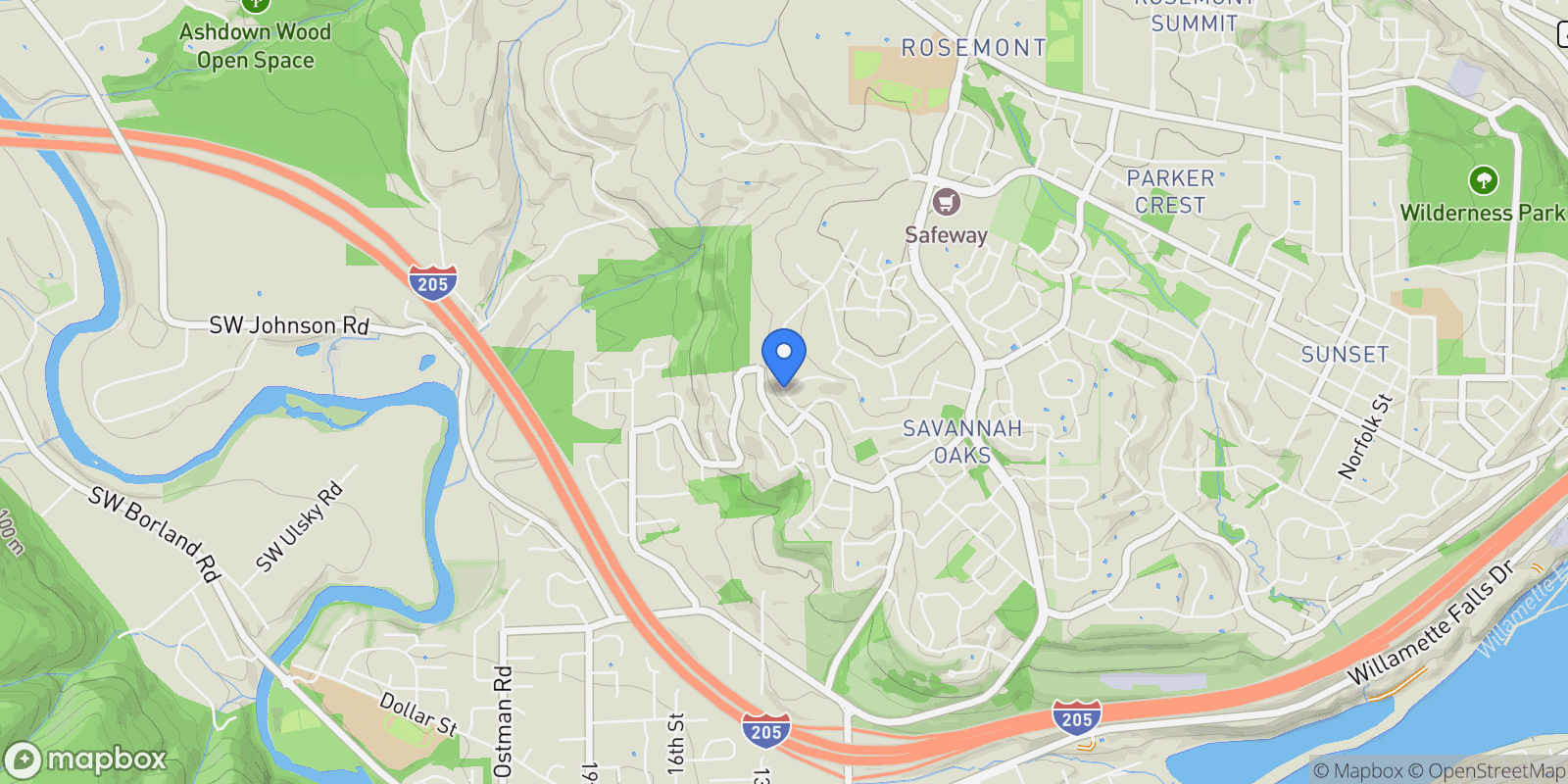 Map showing 22987 Bland Cir, WestLinn, OR 97068, West Linn, Oregon, United States.
