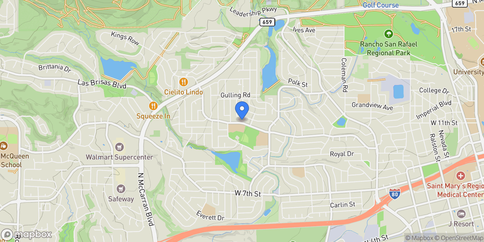 Map showing 2801 Kings Row Row, Reno, NV 89503, Reno, Nevada, United States.