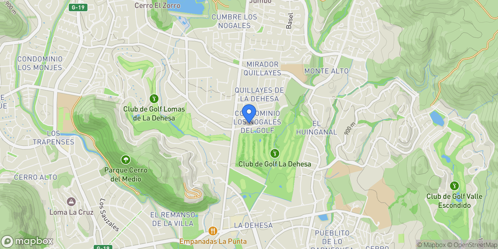 Map showing Bernardo Larraín Cotapos, Lo Barnechea, Lo Barnechea, Santiago Metropolitan Region, Chile.