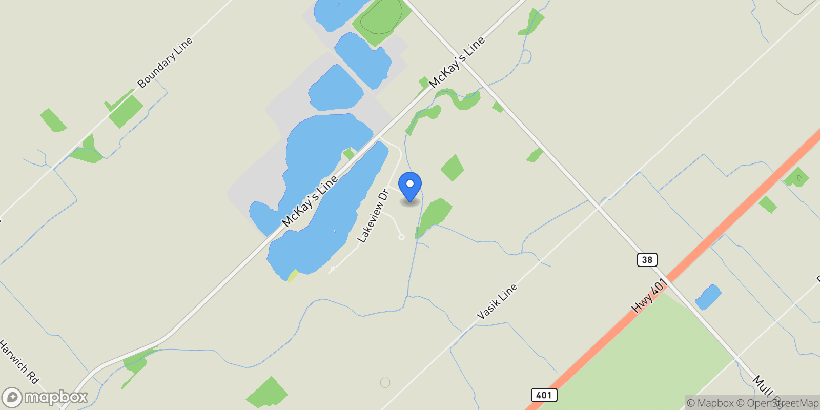 Map showing 21640 Pinehurst Crescent, Chatham-Kent, ON N7M 5J3, Chatham, Ontario, Canada.
