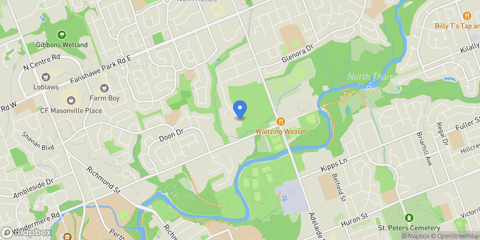 Map showing 1330 Sprucedale Avenue, London North, ON N5X 2N8, London, Ontario, Canada.