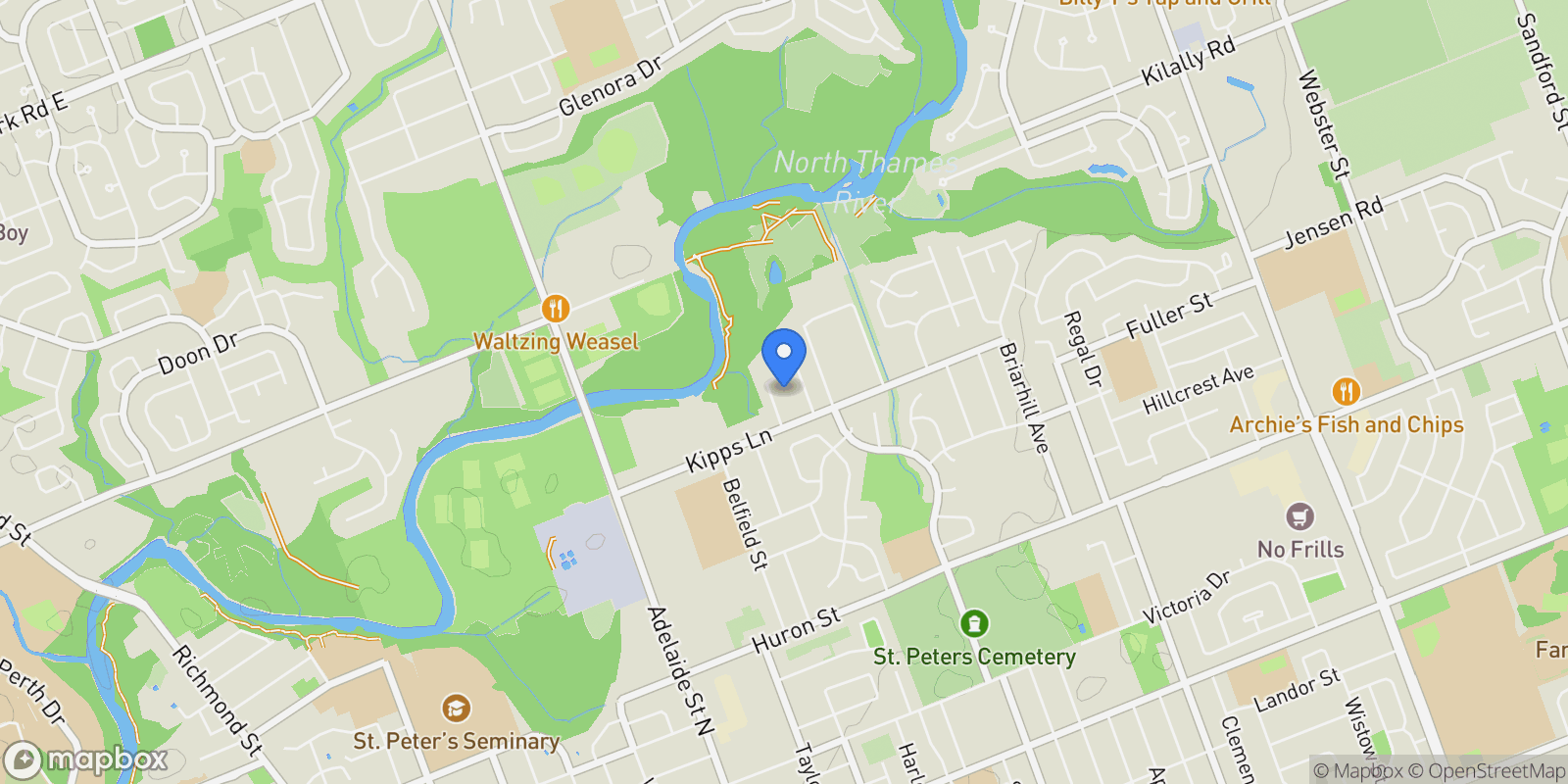 Map showing Lot 4 Valleystream Walk, London North, ON N6G 3X8, London, Ontario, Canada.