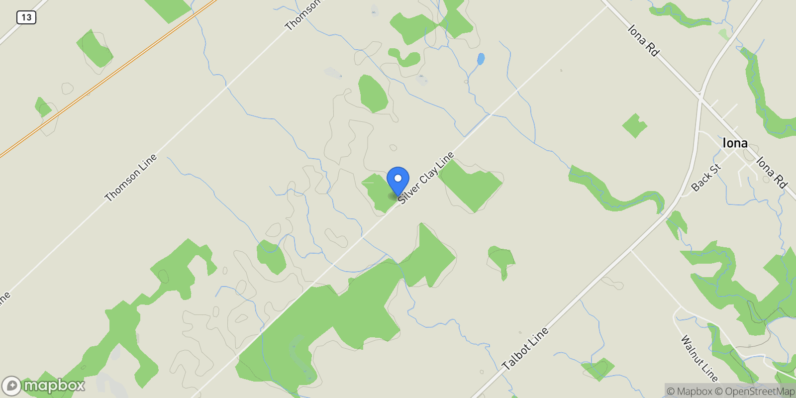 Map showing 32420 Silver Clay Line, Dutton/Dunwich, ON N0L 1P0, Iona Station, Ontario, Canada.