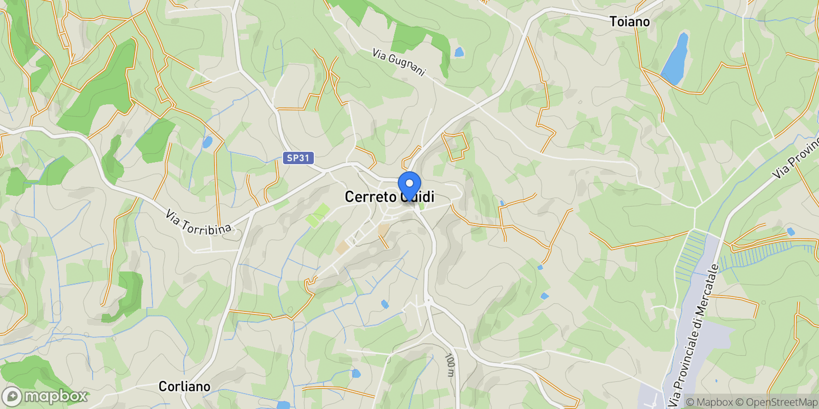 Map showing Via Roma, Cerreto Guidi, Tuscany, Italy.