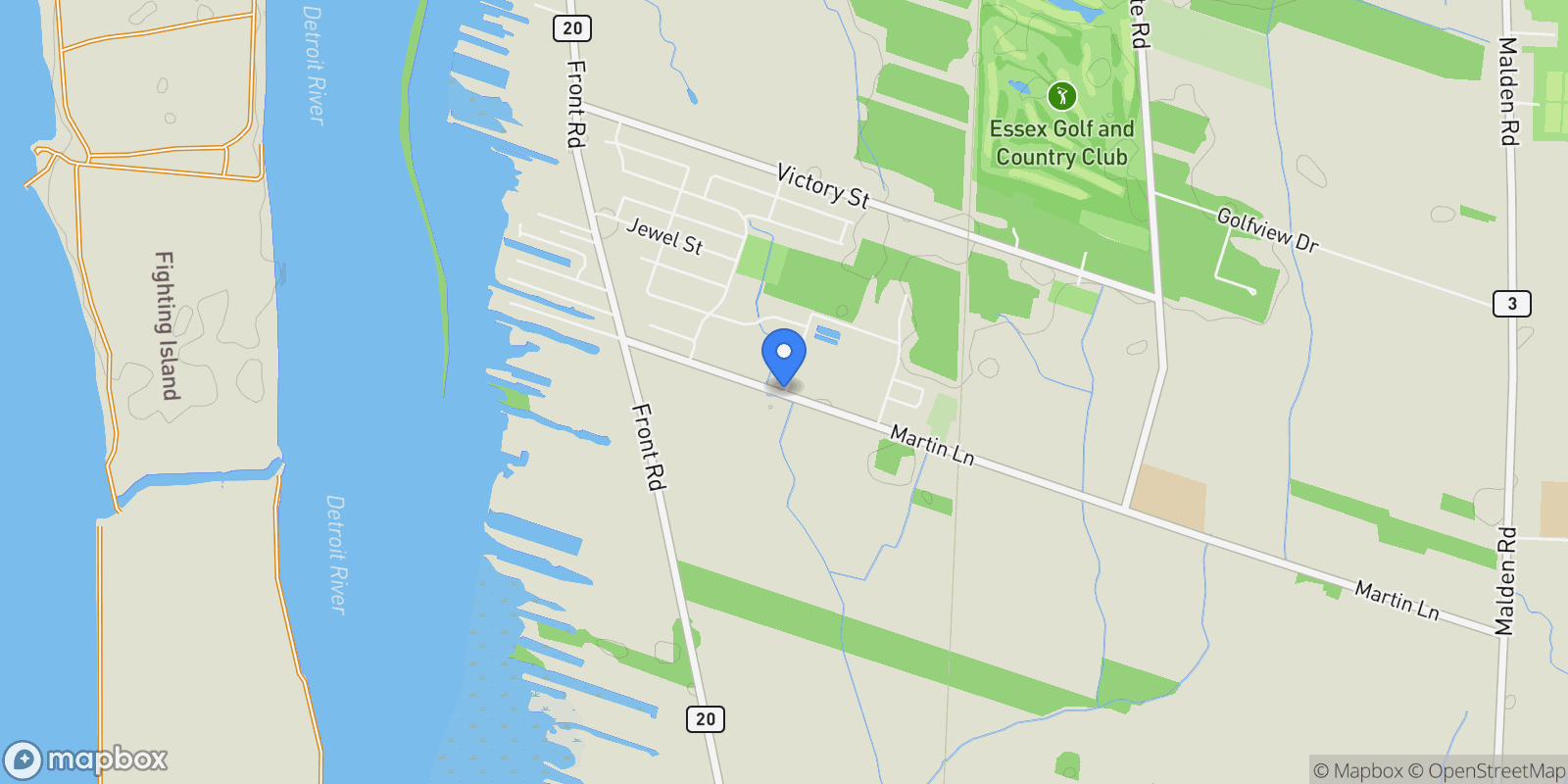 Map showing 3580 Oke Drive, LaSalle, ON N9J 0E9, LaSalle, Ontario, Canada.