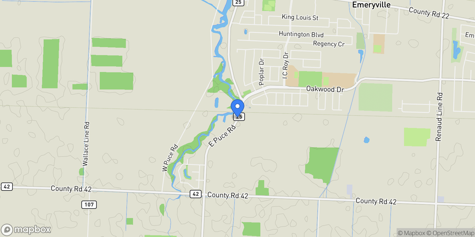 Map showing 415 EAST PUCE Road, Belle River, ON N8L 0E3, Belle River, Ontario, Canada.