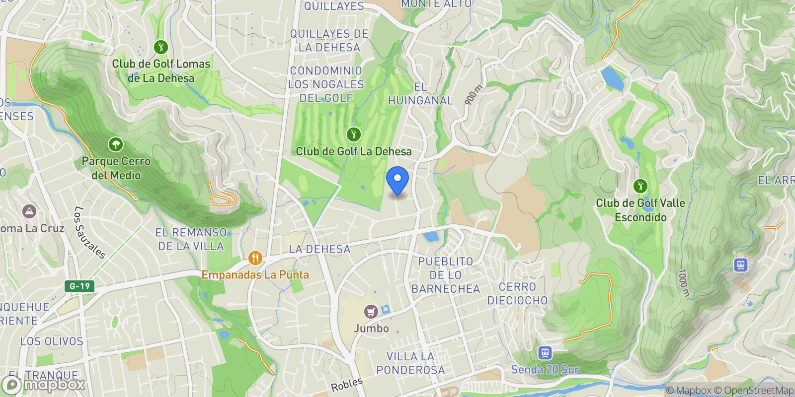Map showing Camino Gino Girardi, Lo Barnechea, Lo Barnechea, Santiago Metropolitan Region, Chile.