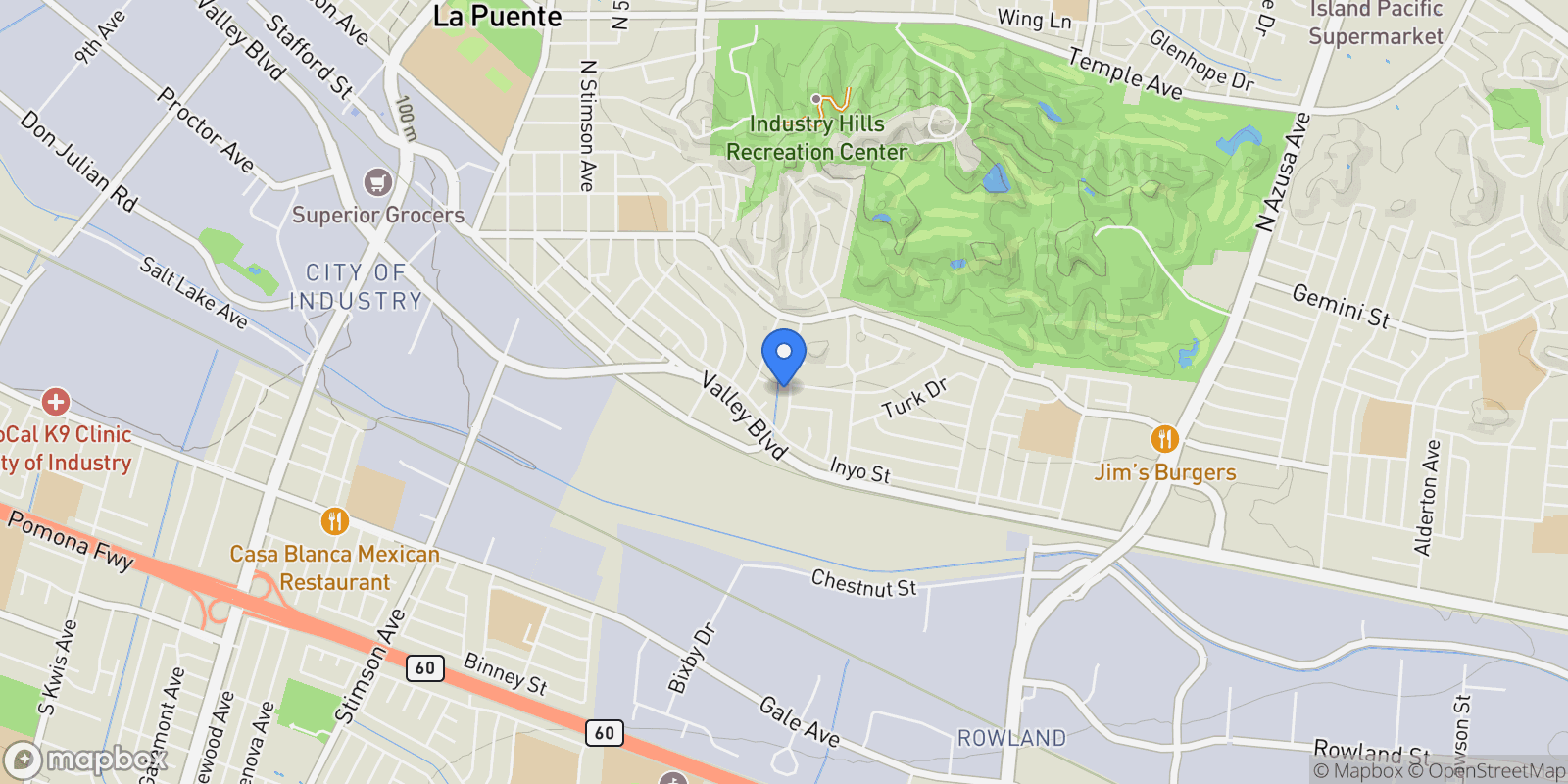 Map showing 527 Waringwood Road, La Puente, CA 91744, La Puente, California, United States.