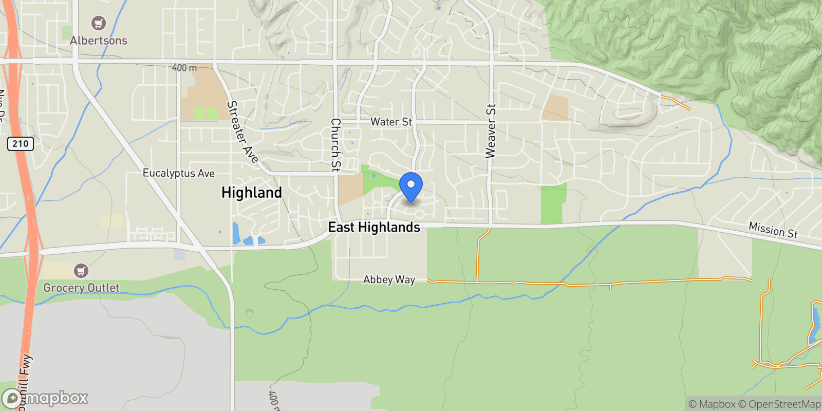 Map showing 7831 Aberdeen Lane, Highland, CA 92346, Highland, California, United States.