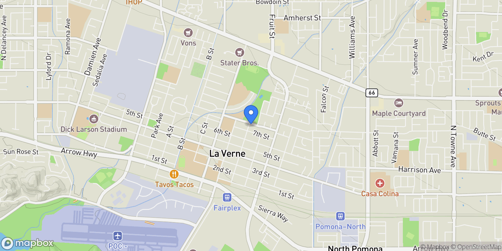 Map showing 2302 8th Street, La Verne, CA 91750, La Verne, California, United States.