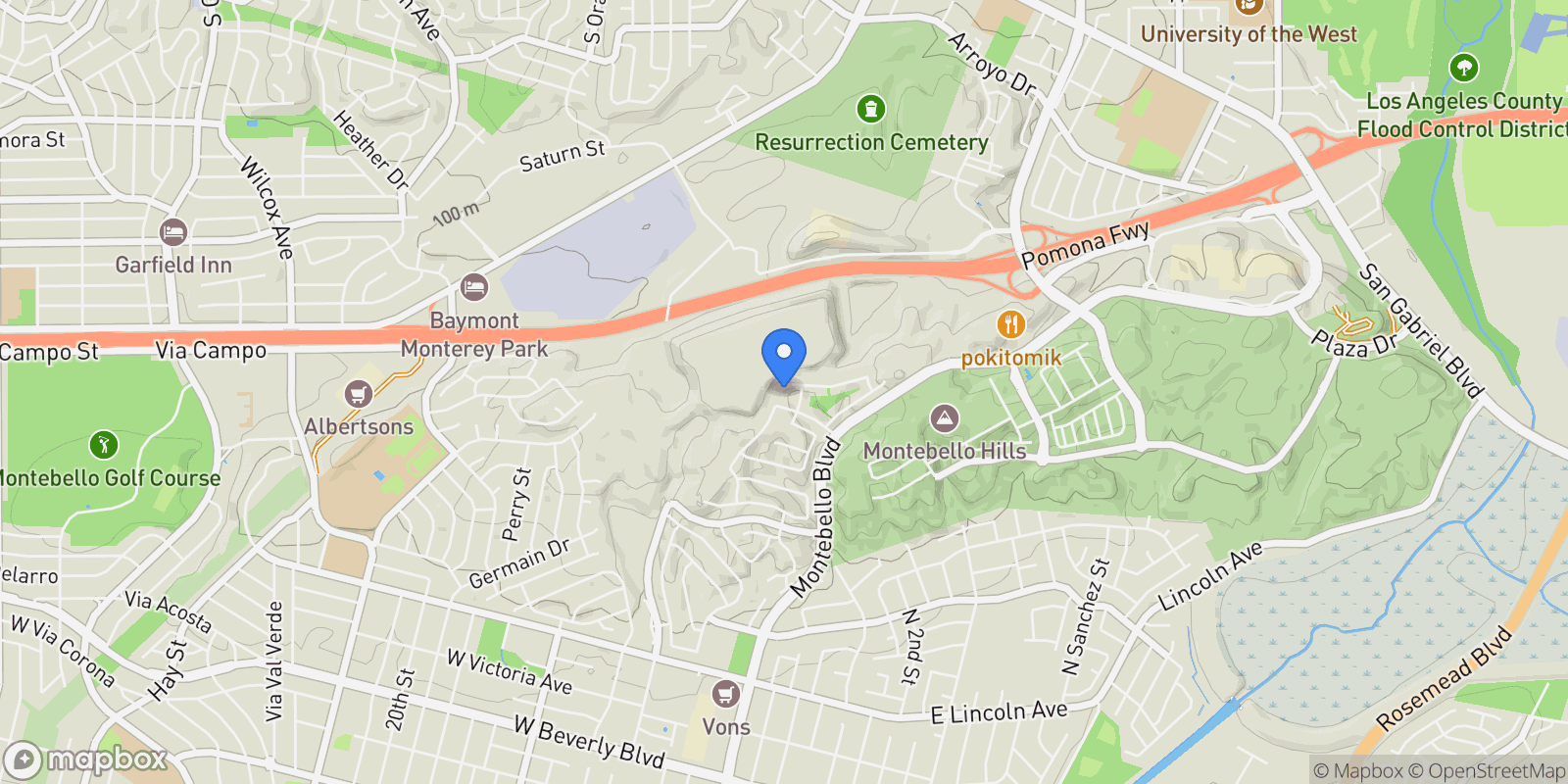 Map showing 929 W Ashiya Road, Montebello, CA 90640, Montebello, California, United States.