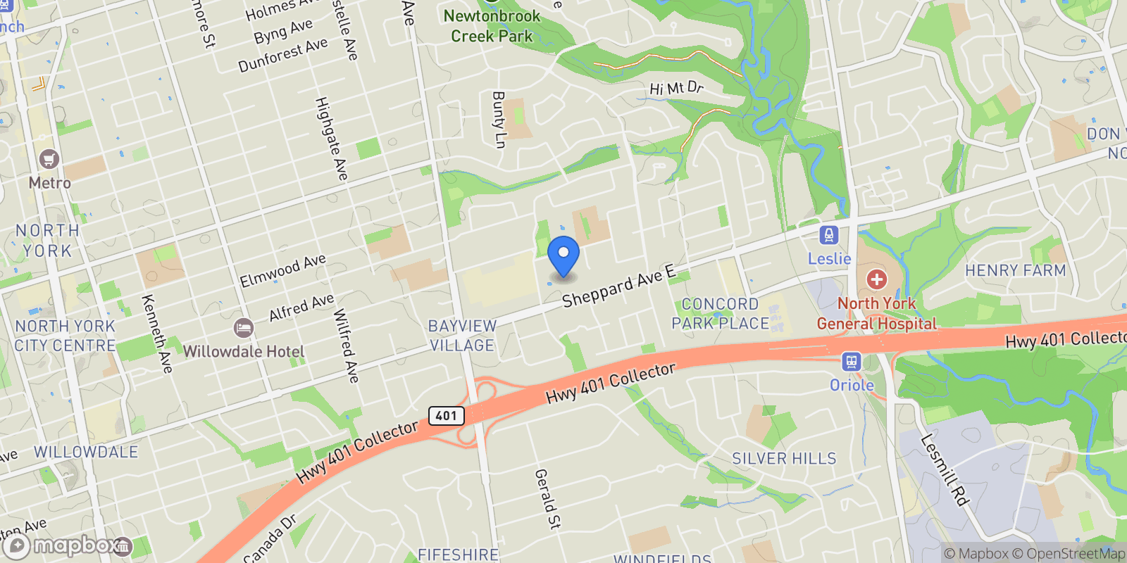 Map showing 1403 - 660 Sheppard Avenue E, Toronto, Ontario, Canada.