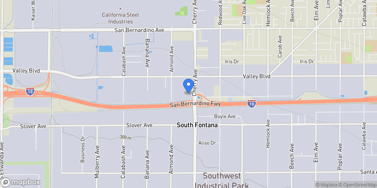 Map showing 10238 Cherry Avenue, Fontana, CA 92335, Fontana, California, United States.