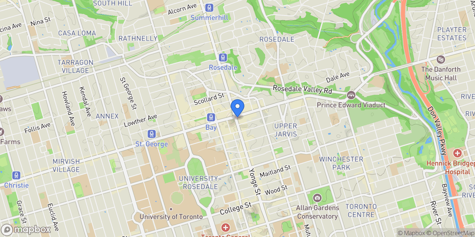 Map showing 303 - 1 Bloor Street E, Toronto, Ontario, Canada.