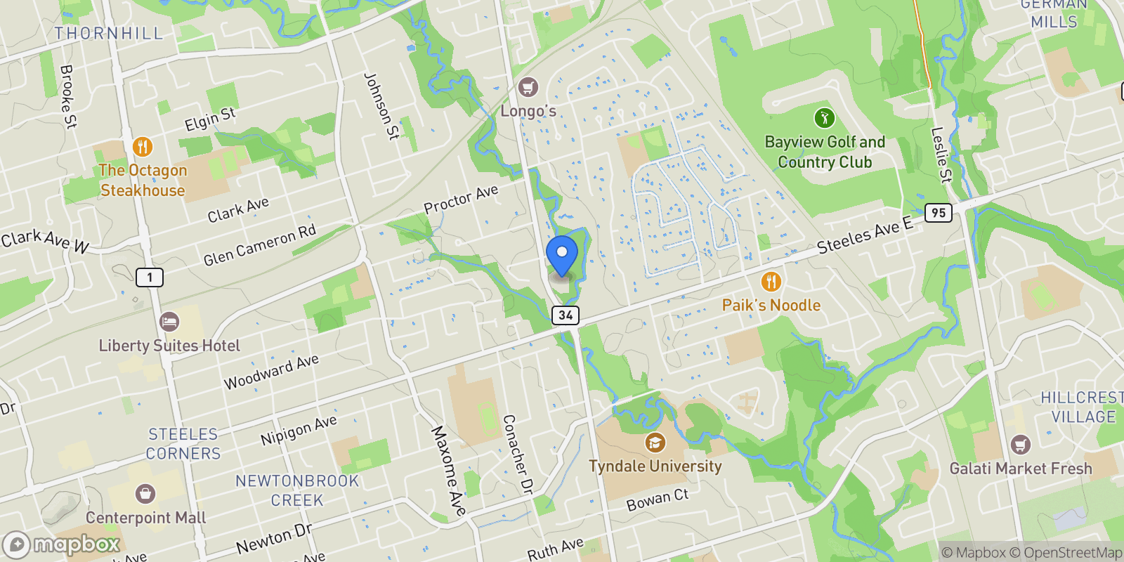 Map showing 212 - 7071 Bayview Avenue, Markham, Ontario, Canada.